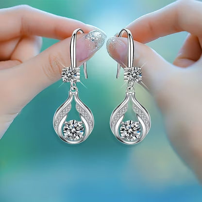 Hollow Droplet Shape Sparkling Inlaid Dangle Earrings Bohemian Elegant Style Jewelry Delicate Banquet Earrings, for Teenager