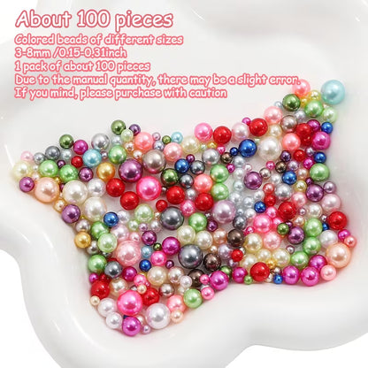 About 100 Imitation Pearl Beads, Vase Filler - for Weddings, Parties, Home Decor, Crafts, Thanksgiving, And Christmas Shiny Corner Decorations - Durable Plastic Filler for Aquariums, Vase Filling, Tabletop Scattering, And Festive Decorations