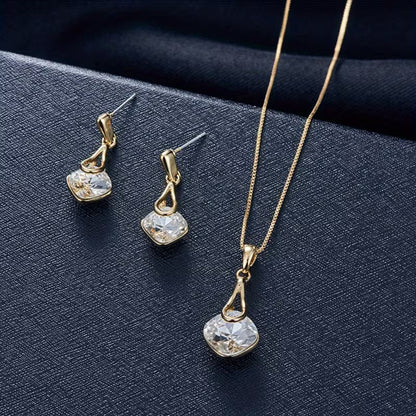 A Necklace And a Pair of Earrings, a Personalized Mother'S Day Gift Set Featuring Square Glass Jewelry