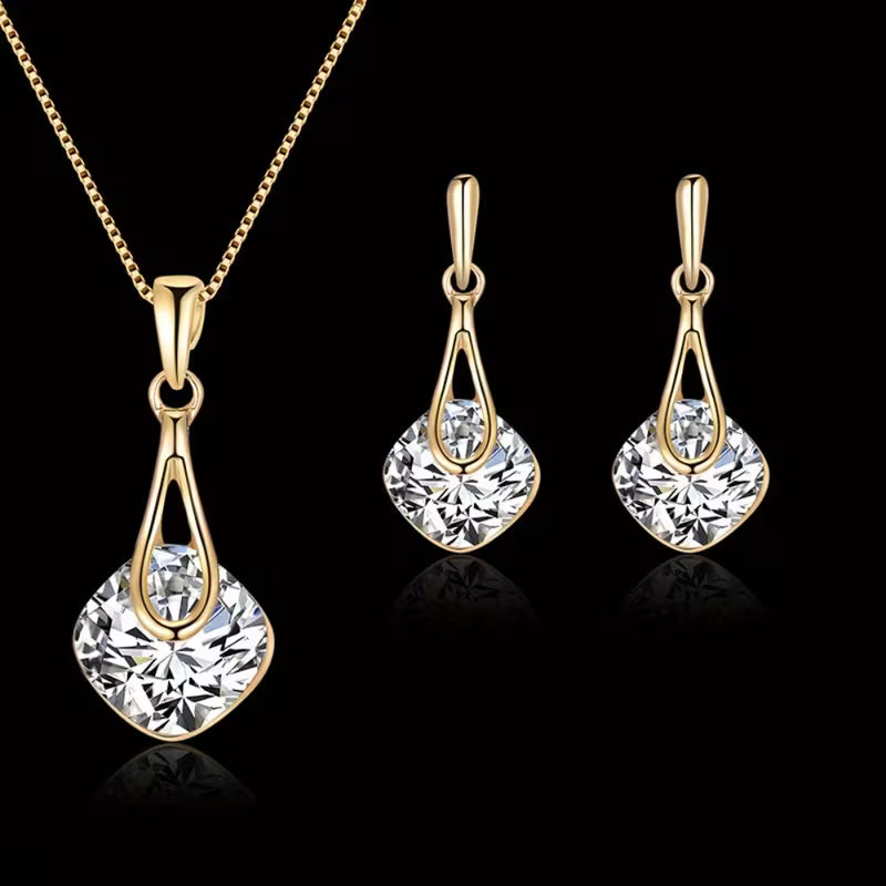 A Necklace And a Pair of Earrings, a Personalized Mother'S Day Gift Set Featuring Square Glass Jewelry