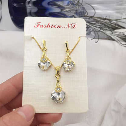 A Necklace And a Pair of Earrings, a Personalized Mother'S Day Gift Set Featuring Square Glass Jewelry