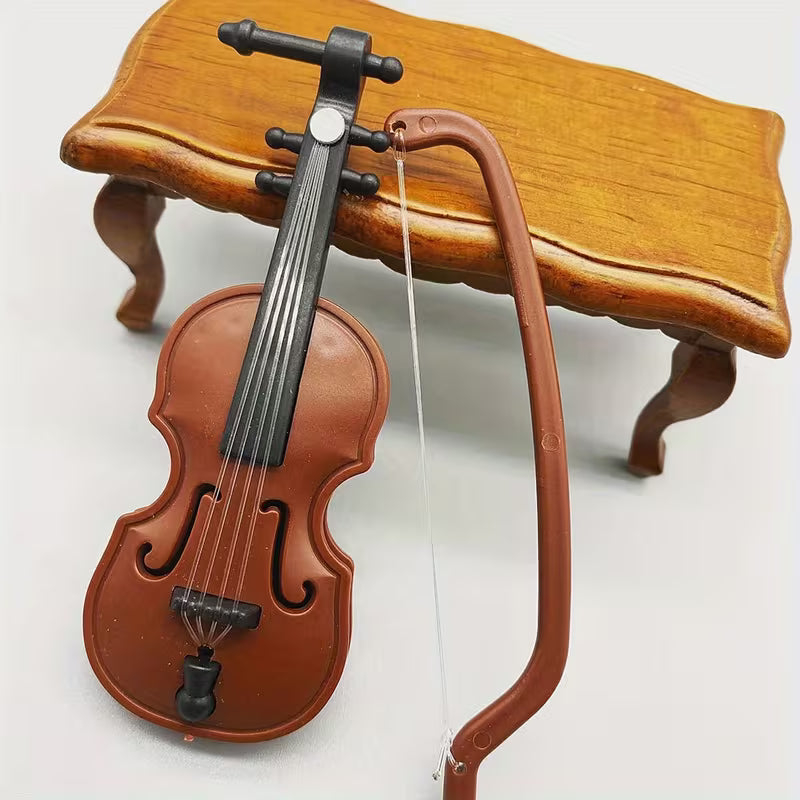 Miniature Violin with Bow - Perfect Mini Musical Instrument for Decoration and Collectors