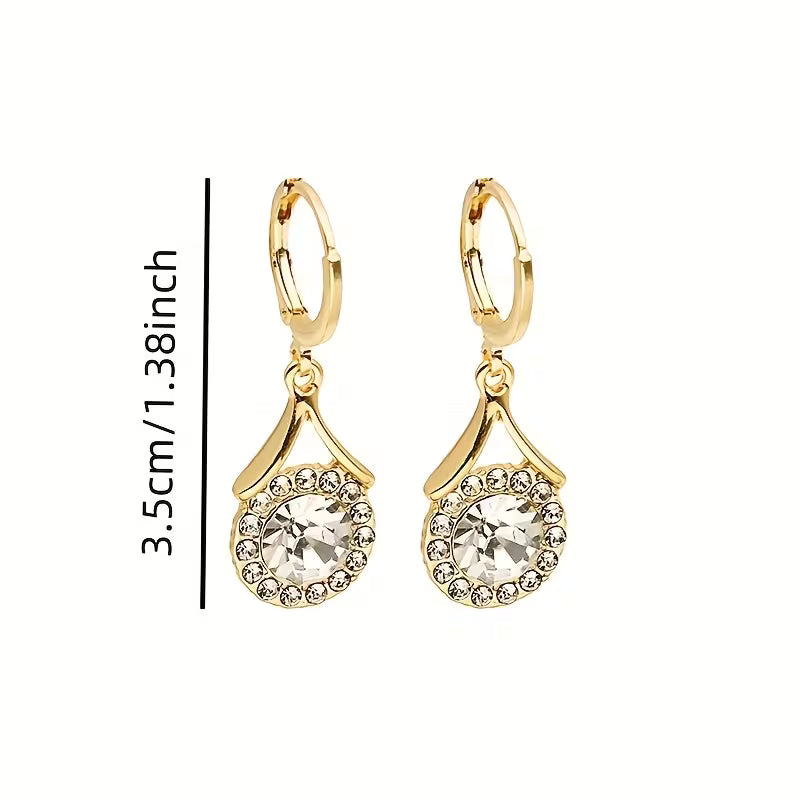 A Pair of Elegant Synthetic Zirconia Pendant Earrings Suitable for Weddings, Parties, And Everyday Wear
