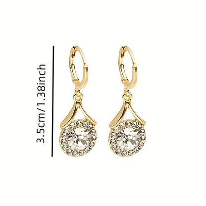 A Pair of Elegant Synthetic Zirconia Pendant Earrings Suitable for Weddings, Parties, And Everyday Wear