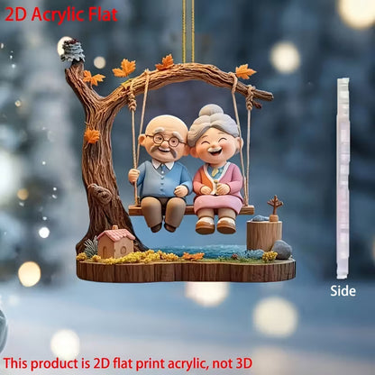 2D Flat, 2D Plane, 2D Plane Printing Acrylic Grandparent Swing Decoration Pendant, Suitable for Home Decoration Pendant, Car Rearview Mirror Pendant, Backpack Decoration, Mother's Day, Father's Day, Anniversary and Other Holiday Decoration Pendant, 2D Pla