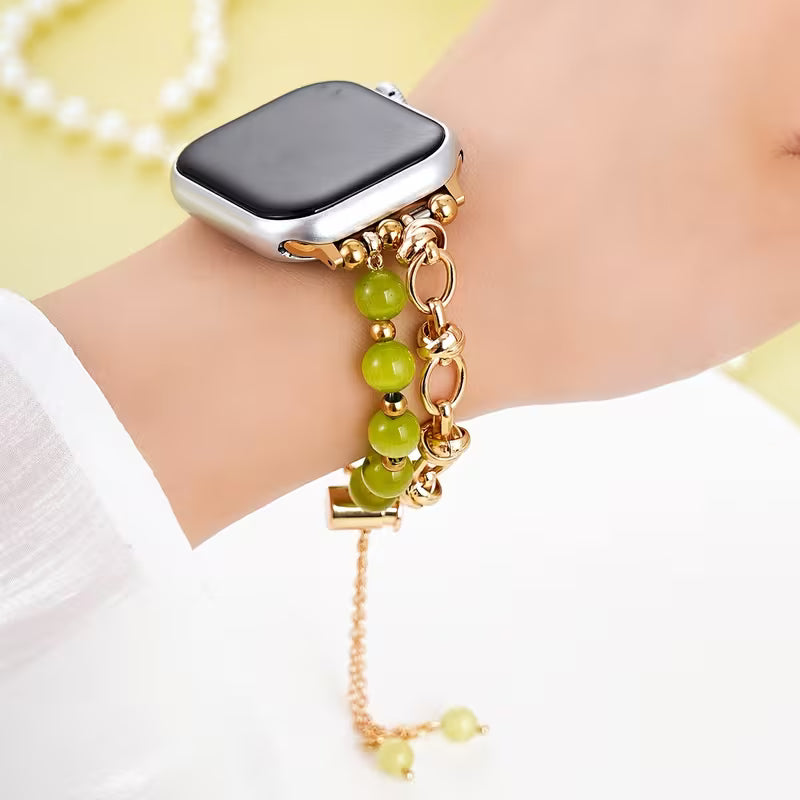 1pc Women's Elegant Cat-Eye Stone Bracelet Compatible for Apple Watch 38mm/40mm/41mm/42mm/44mm/45mm/46mm/49mm & Ultra/S10/S9/8/7/6/5/4/3/2/1 Smartwatch Strap - Alloy Chain, Compatible with (Watch Not Included) - Stylish Gift for Girlfriends, Wrist