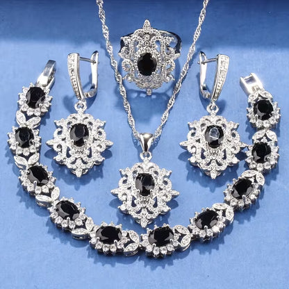 5pcs Luxury Elegant Jewelry Set, 18K Golden Plated Copper, with Synthetic Emerald & Cubic Zirconia, Includes Earrings, Necklace, Pendant, Ring, Bracelet, for Daily & Party Wear, Ideal for Christmas & All Seasons