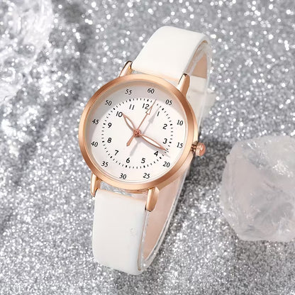 5pcs Women's Bohemian Quartz Watch & Jewelry Set - Round PU Leather Strap, Zinc Alloy Case with Matching Bracelet, Elegant Watch for Birthdays, Christmas, Valentine's Gift, Casual Attire & Special Occasions - Quartz Movement Timepiece