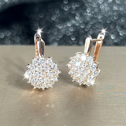 A Pair Of Luxurious Atmospheric Sunflower Filled with Synthetic Zirconia Decoration Earrings, Earrings, Wedding Jewelry, Bridesmaid Gifts, Gifts for Wife, Valentine's Day Gifts, Holiday Gifts, Suitable for Women