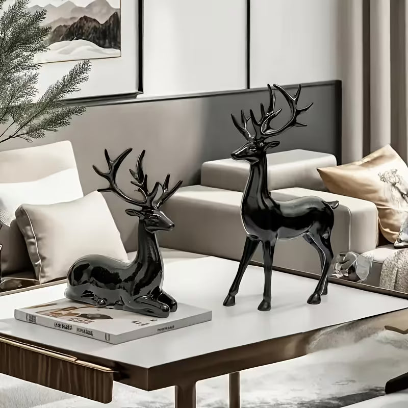 Modern Deer Statue - Elegant Plastic Tabletop Deer Figurine for /, Deer Antler Decor Suitable for Christmas, Easter, Thanksgiving - Collectible Gift for Home & Office ( Sculpture)