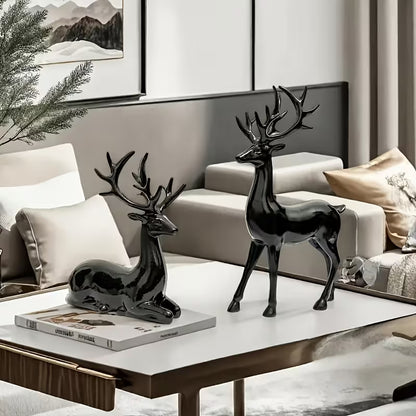 Modern Deer Statue - Elegant Plastic Tabletop Deer Figurine for /, Deer Antler Decor Suitable for Christmas, Easter, Thanksgiving - Collectible Gift for Home & Office ( Sculpture)
