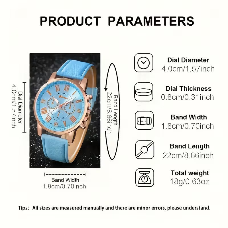 1pc of Women men Fashion Luxury Quartz Watch + 4pcs of Jewelry