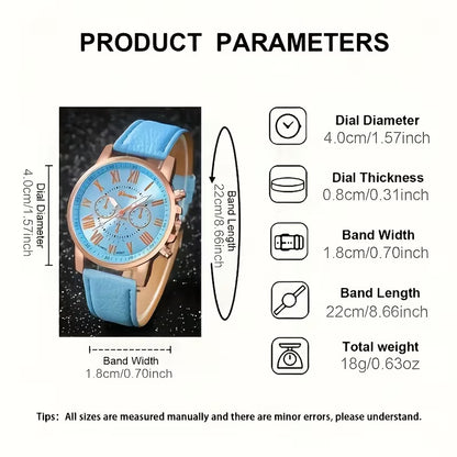 1pc of Women men Fashion Luxury Quartz Watch + 4pcs of Jewelry