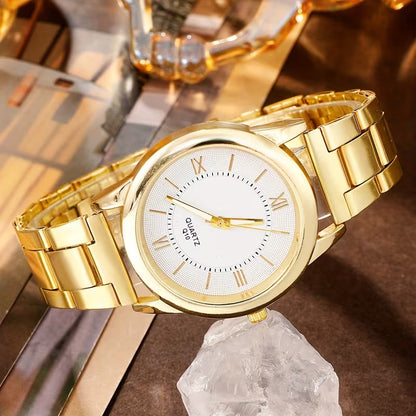 6pcs Women'S Stylish And Elegant Business Style Quartz Watch, Bracelet, Necklace, Earrings, And Ring Set (In an Opp Bag)