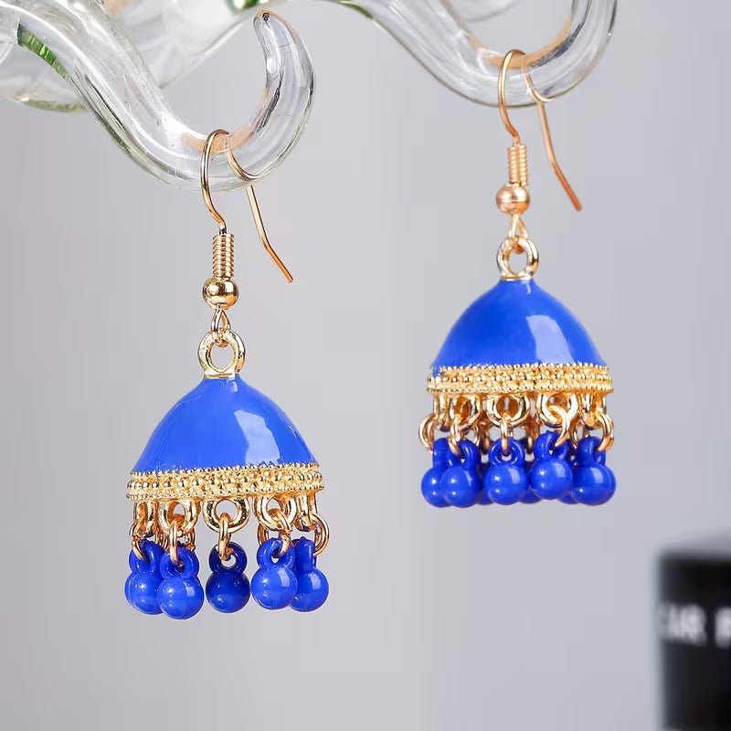 Exotic Style Colorful Alloy Birdcage Earrings with Bell for Women