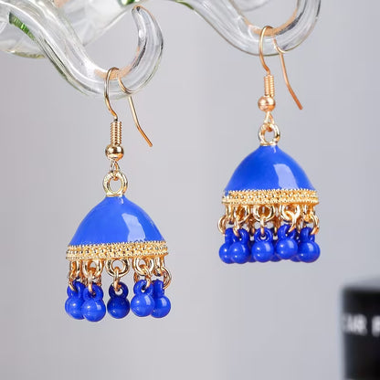 Exotic Style Colorful Alloy Birdcage Earrings with Bell for Women