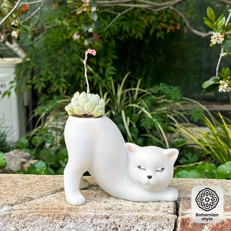 1pc of Bohemian Creative Design Cute Cat Flower Pot for Planting And Breeding, Lightweight And Multifunctional, Made of Shatterproof Synthetic Resin, Suitable for Indoor And Outdoor Use