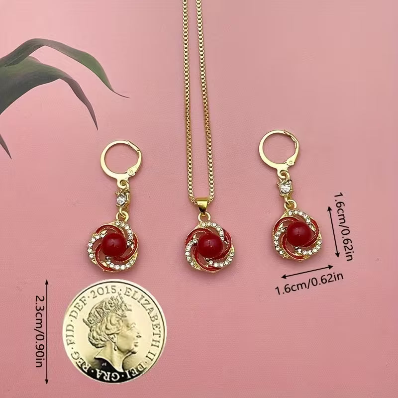 3pcsShining luxury elegant personality new creativity fashion simple necklace earrings party commemorative jewelry versatile and exquisite Christmas birthday gift