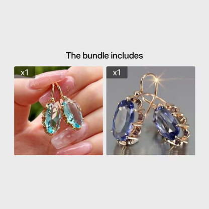 Fashion Bridal Wedding Hanging Earrings Claw Setting Oval Blue Earrings Women's Jewelry Gifts