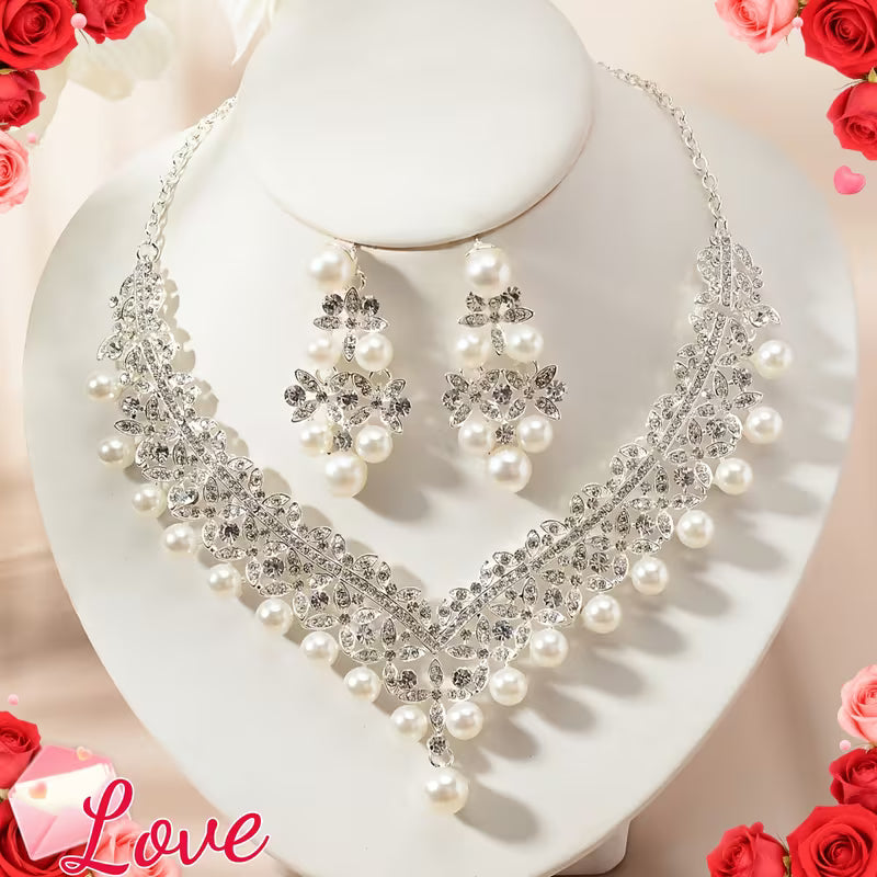 3pcs Wedding Necklace Set with Bridal Jewelry, High-End Bride Necklace and Earrings Two-Piece Wedding Accessory Elegant Jewelry Set