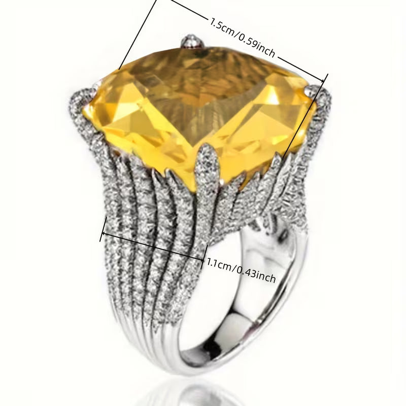 1pc Women's Engagement Ring Luxury 4-prong Set Square Synthetic Zirconia Ring for Bride Wedding Banquet Anniversary Gift