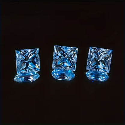 6pcs Sea Blue Princess Square Cut Loose Wedding Party Gift Necklace Pendant Ring Earrings Bracelet DIY Perfect Jewelry Making Set