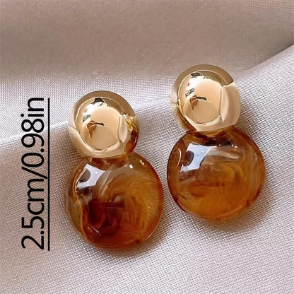 1 Pair of Minimalist Fashion Geometric Round Resin Women's Earrings, Quirky Earrings, Women's Fashion Studs, Unique Design, Cute and Exquisite, Eye-Catching, Perfect Gift for Friends, Suitable for Parties, Daily Wear, and Various Occasions, Vacation