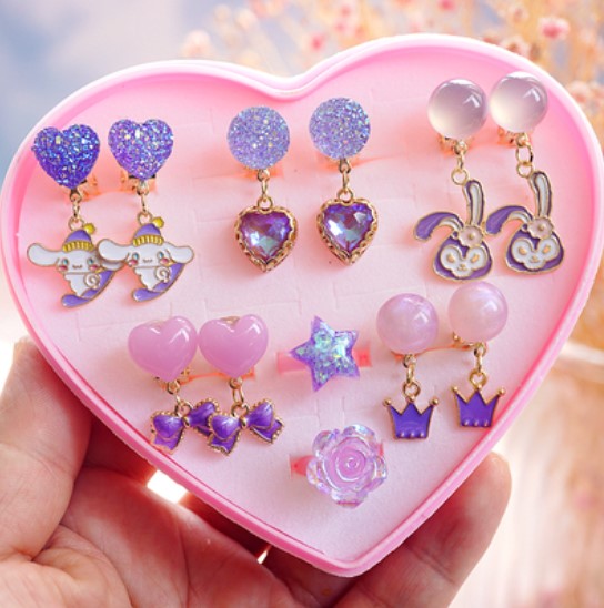 Girls Children's Gem Swan Ear Ornaments