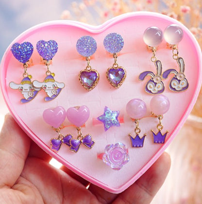 Girls Children's Gem Swan Ear Ornaments