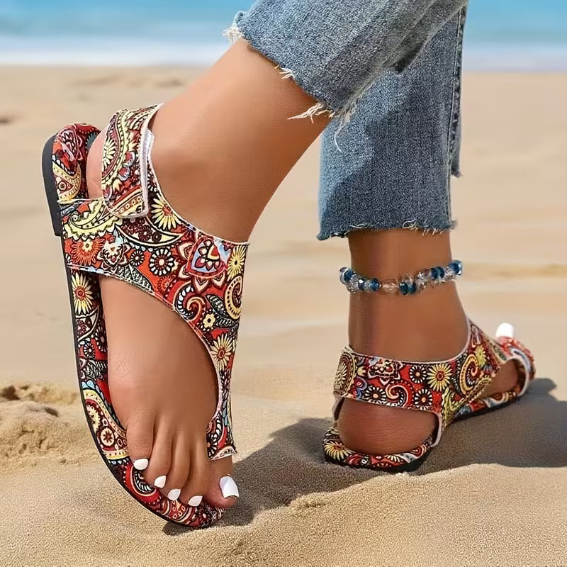 Bohemian Multicolor Comfortable Flat Large Size Summer Open-Toe Sandals