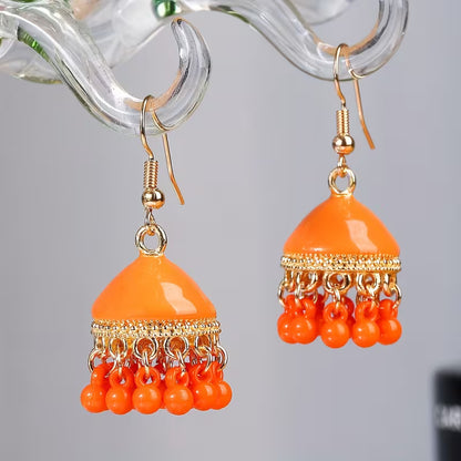 Exotic Style Colorful Alloy Birdcage Earrings with Bell for Women