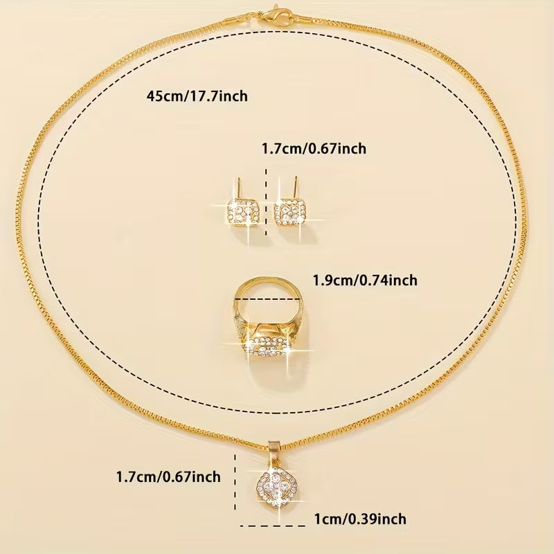 Set of 4 Women'S Trendy Square Jewelry