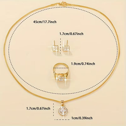 Set of 4 Women'S Trendy Square Jewelry