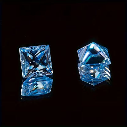 6pcs Sea Blue Princess Square Cut Loose Wedding Party Gift Necklace Pendant Ring Earrings Bracelet DIY Perfect Jewelry Making Set