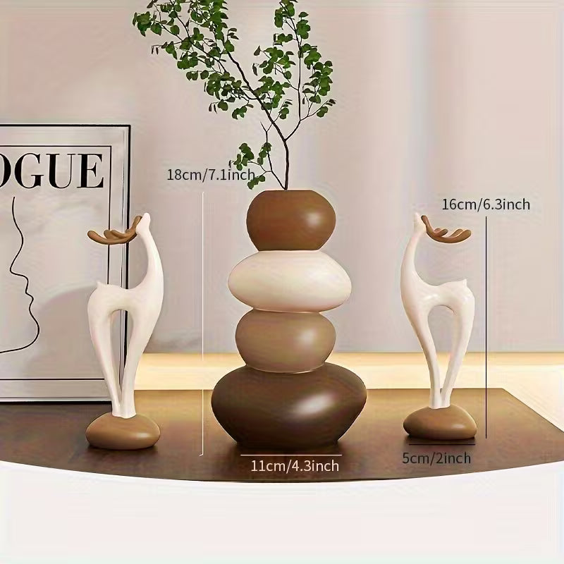 Luxury Geometric Deer Vase Sculpture - Holiday Limited Edition, Floral/Dry Flower Art Container, New Year's Eve Party Tabletop Decoration