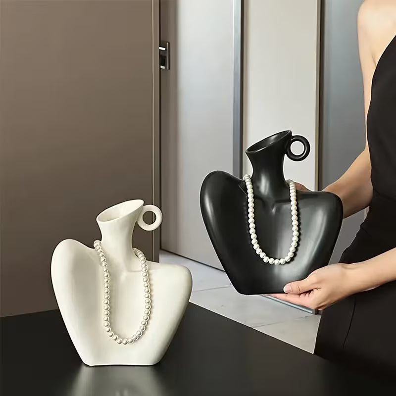1 Elegant INS Style Plastic Shoulder Design Vase- Modern Decorative Flower Stand, Suitable for Daily Home, Party, Wedding, and Holiday Decoration- Ideal Gift
