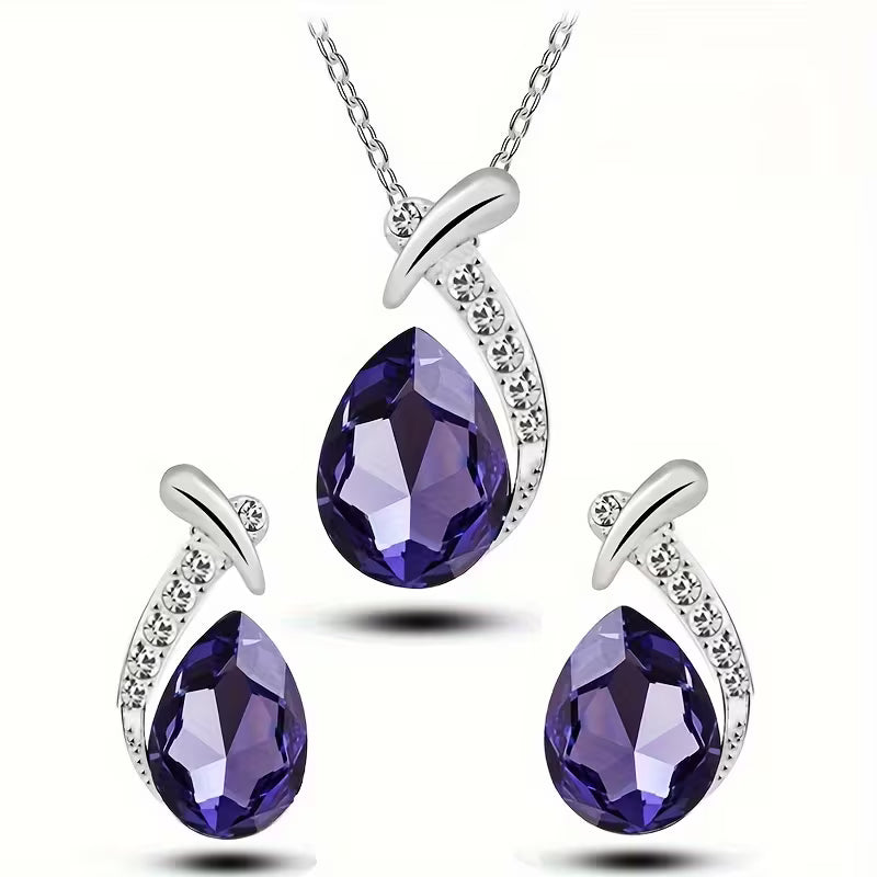 European And American Fashion Exquisite Mermaid Necklace Earrings Banquet Wedding Jewelry Set Temperament Necklace Earrings 2pcs Set Holiday Party Gift