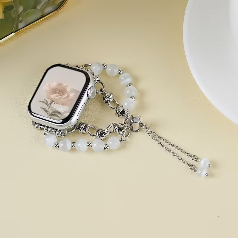 1pc Women's Elegant Cat-Eye Stone Bracelet Compatible for Apple Watch 38mm/40mm/41mm/42mm/44mm/45mm/46mm/49mm & Ultra/S10/S9/8/7/6/5/4/3/2/1 Smartwatch Strap - Alloy Chain, Compatible with (Watch Not Included) - Stylish Gift for Girlfriends, Wrist