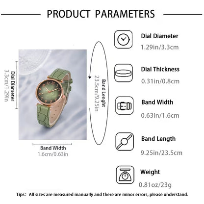 4pcs all-matching simple quartz watch jewelry set. The perfect gift for her for Christmas