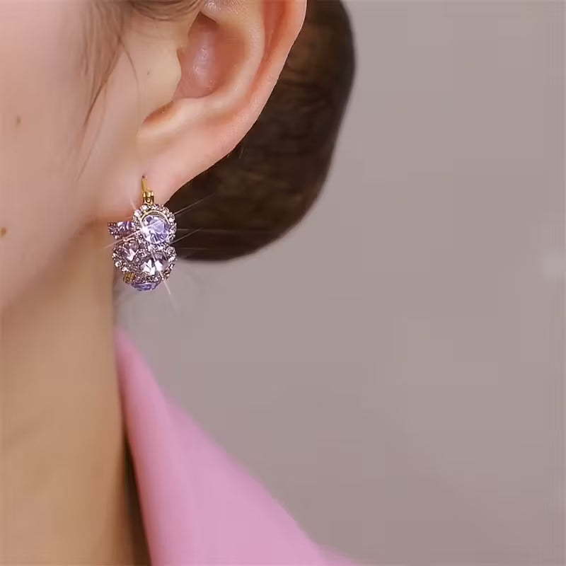 Elegant And Sparkling Purple Faux And Zirconia Hoop Earrings for Women, Designed to Be Versatile And Chic, Making Them a Perfect Gift Choice in Western And Eastern Fashion