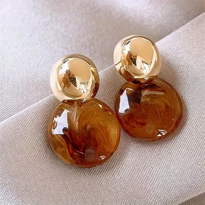 1 Pair of Minimalist Fashion Geometric Round Resin Women's Earrings, Quirky Earrings, Women's Fashion Studs, Unique Design, Cute and Exquisite, Eye-Catching, Perfect Gift for Friends, Suitable for Parties, Daily Wear, and Various Occasions, Vacation