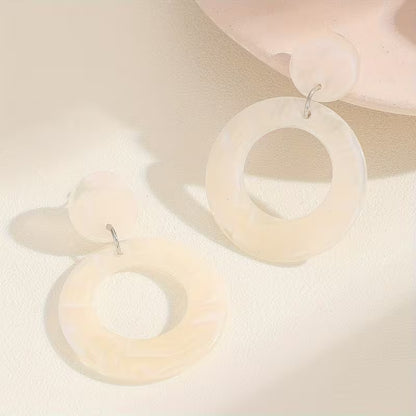 Bohemian Style Resin Round Earrings for Women, 1 Pair, Exaggerated Design, 4 Colors Available, Perfect for Daily Wear, Vacation, Parties