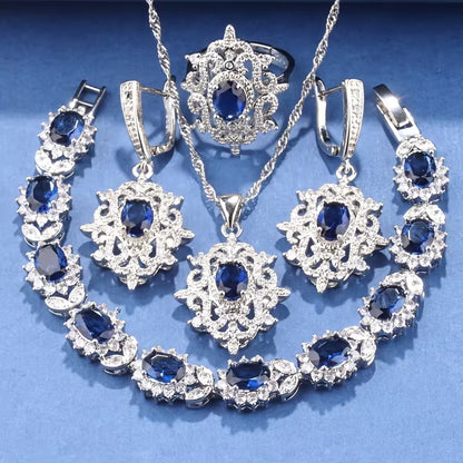 5pcs Luxury Elegant Jewelry Set, 18K Golden Plated Copper, with Synthetic Emerald & Cubic Zirconia, Includes Earrings, Necklace, Pendant, Ring, Bracelet, for Daily & Party Wear, Ideal for Christmas & All Seasons