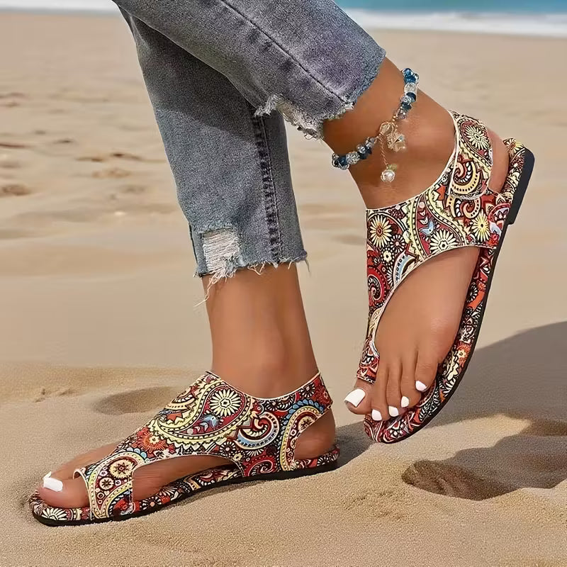 Bohemian Multicolor Comfortable Flat Large Size Summer Open-Toe Sandals