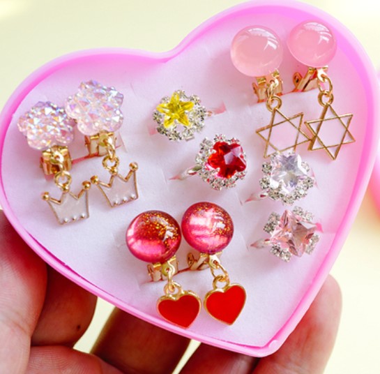 Girls Children's Gem Swan Ear Ornaments