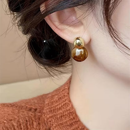 1 Pair of Minimalist Fashion Geometric Round Resin Women's Earrings, Quirky Earrings, Women's Fashion Studs, Unique Design, Cute and Exquisite, Eye-Catching, Perfect Gift for Friends, Suitable for Parties, Daily Wear, and Various Occasions, Vacation