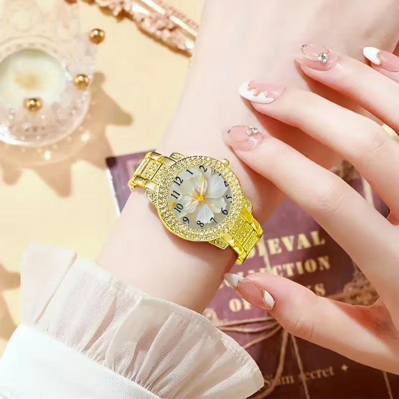 6pcs CAYON Minimalist Quartz Watch & Gift Set - Stainless Shockproof Wristwatch with Matching Necklace, Earrings, Bracelet & Ring - Elegant Digital for Birthdays,, Graduations - Luxury Matching