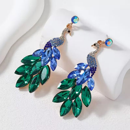 A Pair of European and American Fashion Retro Indian Exotic Peacock Earrings, Delicate & Stylish