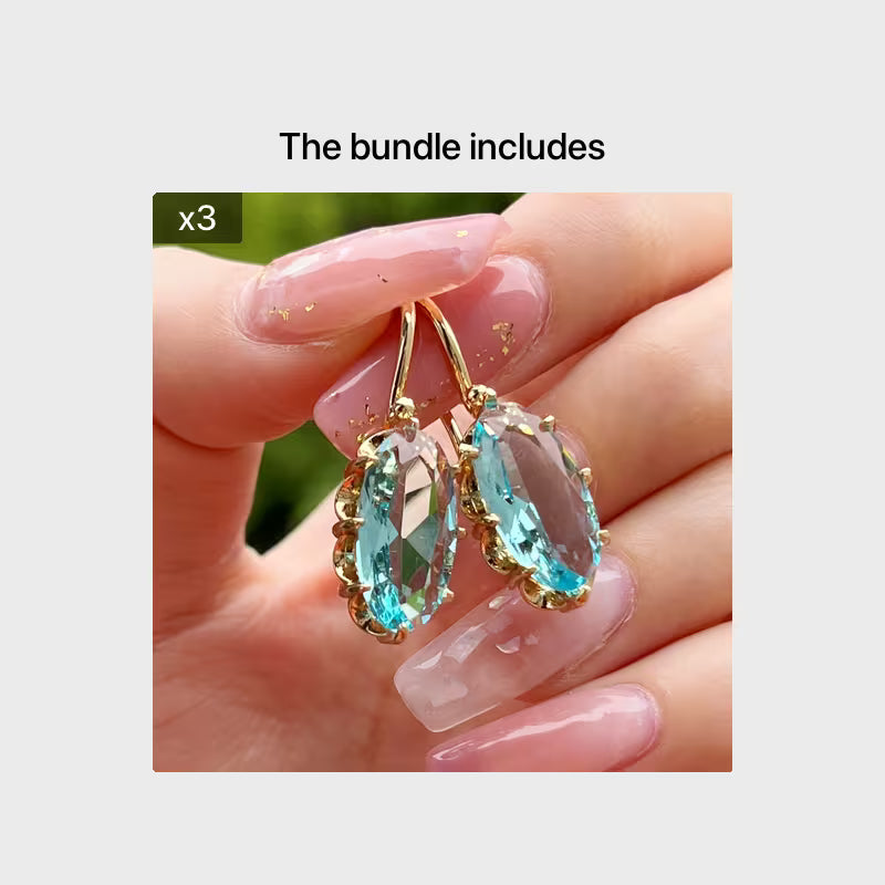Fashion Bridal Wedding Hanging Earrings Claw Setting Oval Blue Earrings Women's Jewelry Gifts
