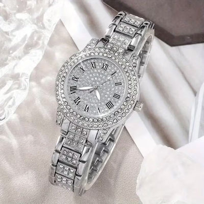 7pcs Women's Quartz Watch Concept Dial Fashion Wristwatch with Bracelet, Necklace, Ring, and Earrings Set - Perfect for Birthday Gifts and Holiday Parties, Suitable for Ladies and Students